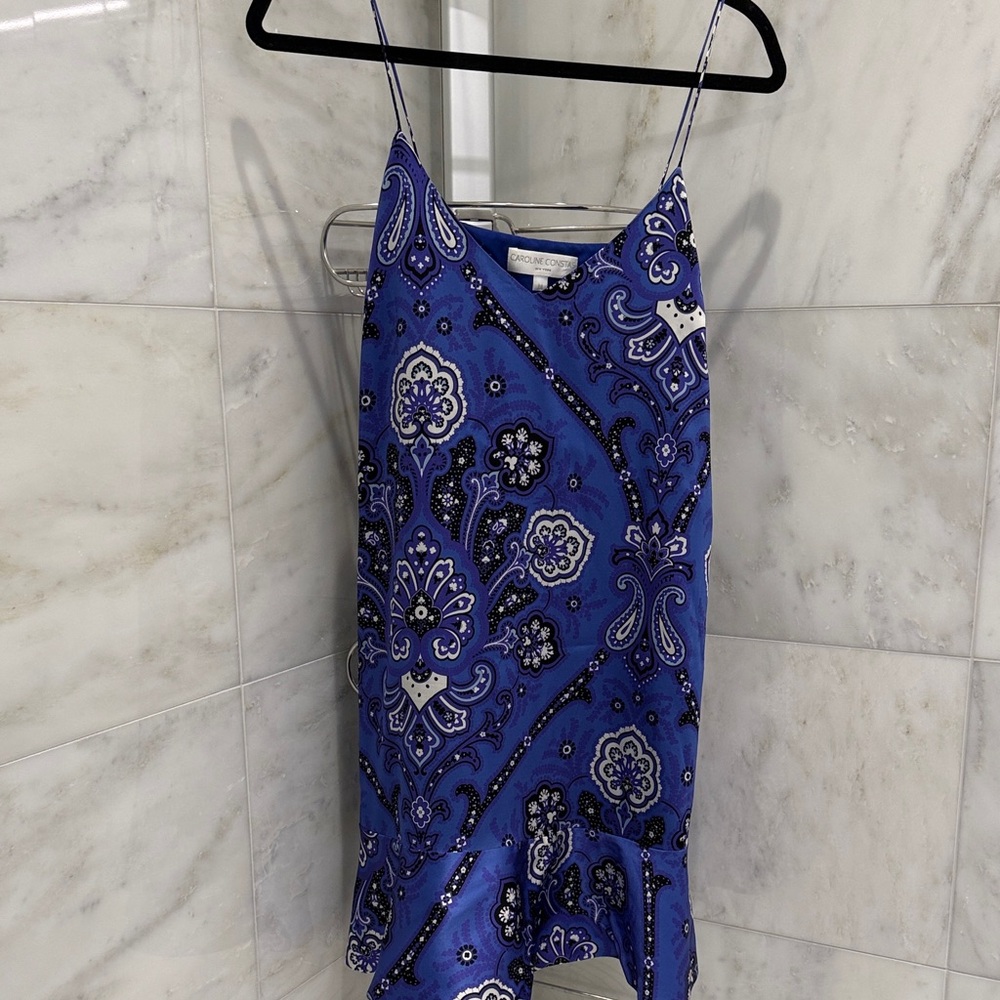 Caroline Constas Vibrant Blue Paisley Dress